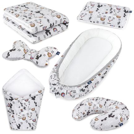 Ensemble 6in1 Pour Bébé : Nid De Bébé + Couette + Oreiller + Oreiller De Tête + Sac De Couchage À Emmailloter + Oreiller D'allaitement - - Lamy